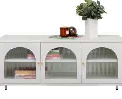 Best KARE Design Komoda 3-drzwiowa biała stal i szkło 120x60 cm - KARE