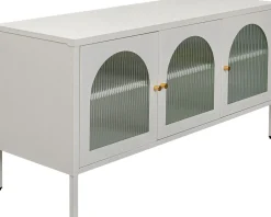 Best KARE Design Komoda 3-drzwiowa biała stal i szkło 120x60 cm - KARE