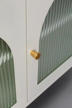 Best KARE Design Komoda 3-drzwiowa biała stal i szkło 120x60 cm - KARE