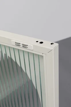 Best KARE Design Komoda 3-drzwiowa biała stal i szkło 120x60 cm - KARE