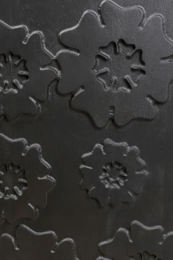 Fashion KARE Design Komoda 3-drzwiowa do salonu drewno mango front czarny motyw kwiatowy 160x75 cm - KARE