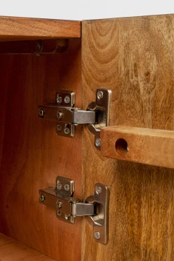 Fashion KARE Design Komoda 3-drzwiowa do salonu drewno mango front czarny motyw kwiatowy 160x75 cm - KARE