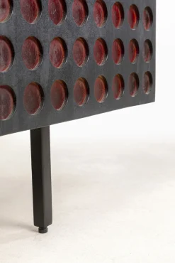 Fashion KARE Design Komoda 3-drzwiowa fornirowana czarna front kolorowy 160x75 cm - KARE