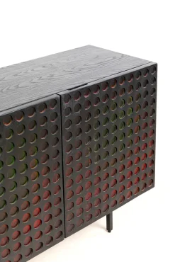 Fashion KARE Design Komoda 3-drzwiowa fornirowana czarna front kolorowy 160x75 cm - KARE