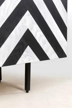 Best KARE Design Komoda 3-drzwiowa fornirowana front czarno-biały 160x75 cm - KARE