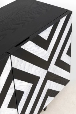 Best KARE Design Komoda 3-drzwiowa fornirowana front czarno-biały 160x75 cm - KARE