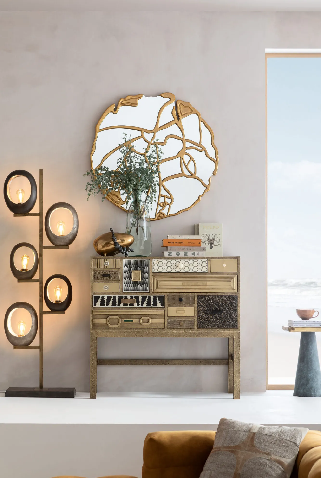 Best KARE Design Komoda ekskluzywna z szufladami antyczne złoto ręczne wykonanie 110x105 cm - KARE