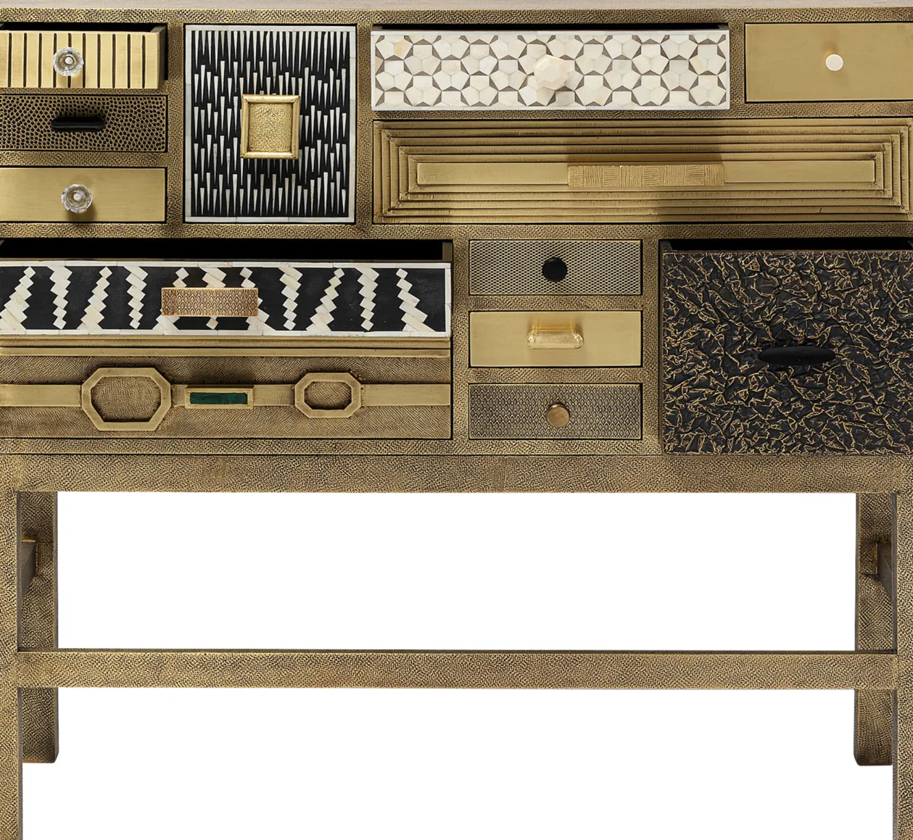 Best KARE Design Komoda ekskluzywna z szufladami antyczne złoto ręczne wykonanie 110x105 cm - KARE