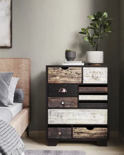 Outlet KARE Design Komoda Finca 70x90 cm ciemnobrązowa - fronty kolorowe - KARE