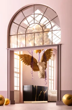 Fashion KARE Design Komoda glamour czterodrzwiowa czarno-złota 165 cm - KARE