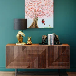 Discount KARE Design Komoda Grooves 164x79 cm brązowa mango - KARE