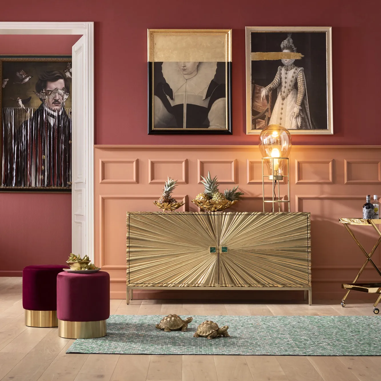 Best KARE Design Komoda Illumino 160x80 cm złota - KARE