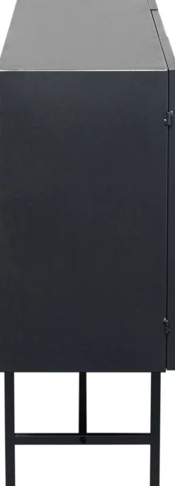 Hot KARE Design Komoda loft z 3 szufladami czarna stalowa front szkło ryflowane i MDF 150x90 cm - KARE