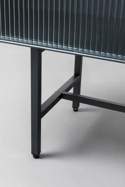 Hot KARE Design Komoda loft z 3 szufladami czarna stalowa front szkło ryflowane i MDF 150x90 cm - KARE