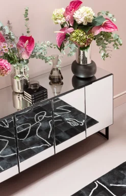 Outlet KARE Design Komoda lustrzana 4-drzwiowa nogi czarne 160x80 cm - KARE