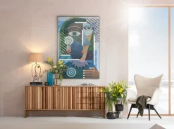 Clearance KARE Design Komoda naturalna z szufladami i drzwiami 186 cm podstawa złota - KARE