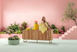 Clearance KARE Design Komoda naturalna z szufladami i drzwiami 186 cm podstawa złota - KARE