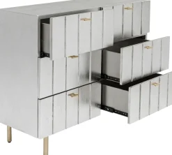 Discount KARE Design Komoda srebrno złota z szufladami i uchwytami 106x89 cm - KARE