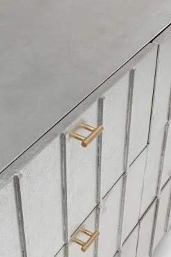 Discount KARE Design Komoda srebrno złota z szufladami i uchwytami 106x89 cm - KARE