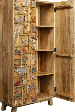 Hot KARE Design Komoda wysoka z drewna mango motyw zwierzęcy kolorowy 81x163 cm - KARE