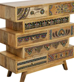 New KARE Design Komoda z 8 szufladami drewno mango kolorowe ornamenty 65x65 cm - KARE