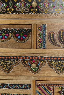 New KARE Design Komoda z 8 szufladami drewno mango kolorowe ornamenty 65x65 cm - KARE