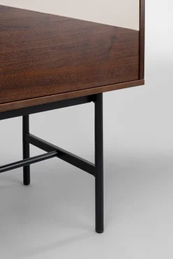 New KARE Design Komoda z drzwiami przesuwnymi brązowa fornir orzech front geometryczny 110x95 cm - KARE