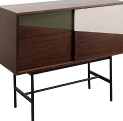 New KARE Design Komoda z drzwiami przesuwnymi brązowa fornir orzech front geometryczny 110x95 cm - KARE