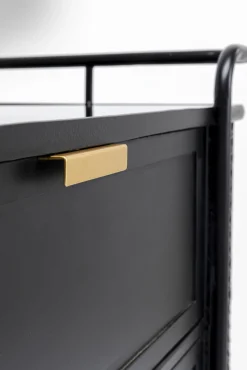 Online KARE Design Komoda z szufladami Fence 80x80 cm czarna - blat szklany - KARE