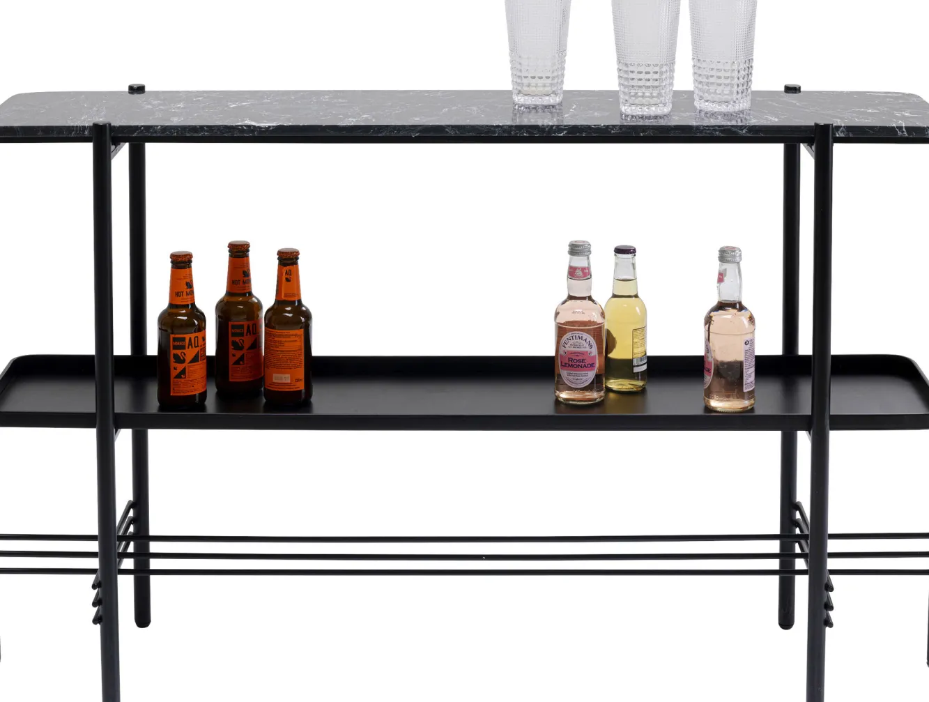 Clearance KARE Design Konsola Bennet 120x30 cm czarna - blat marmur - KARE