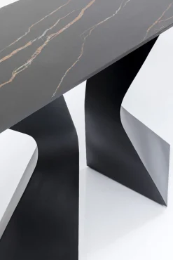 Sale KARE Design Konsola do przedpokoju czarna blat marmur mineralny nogi stalowe 140x45 cm - KARE