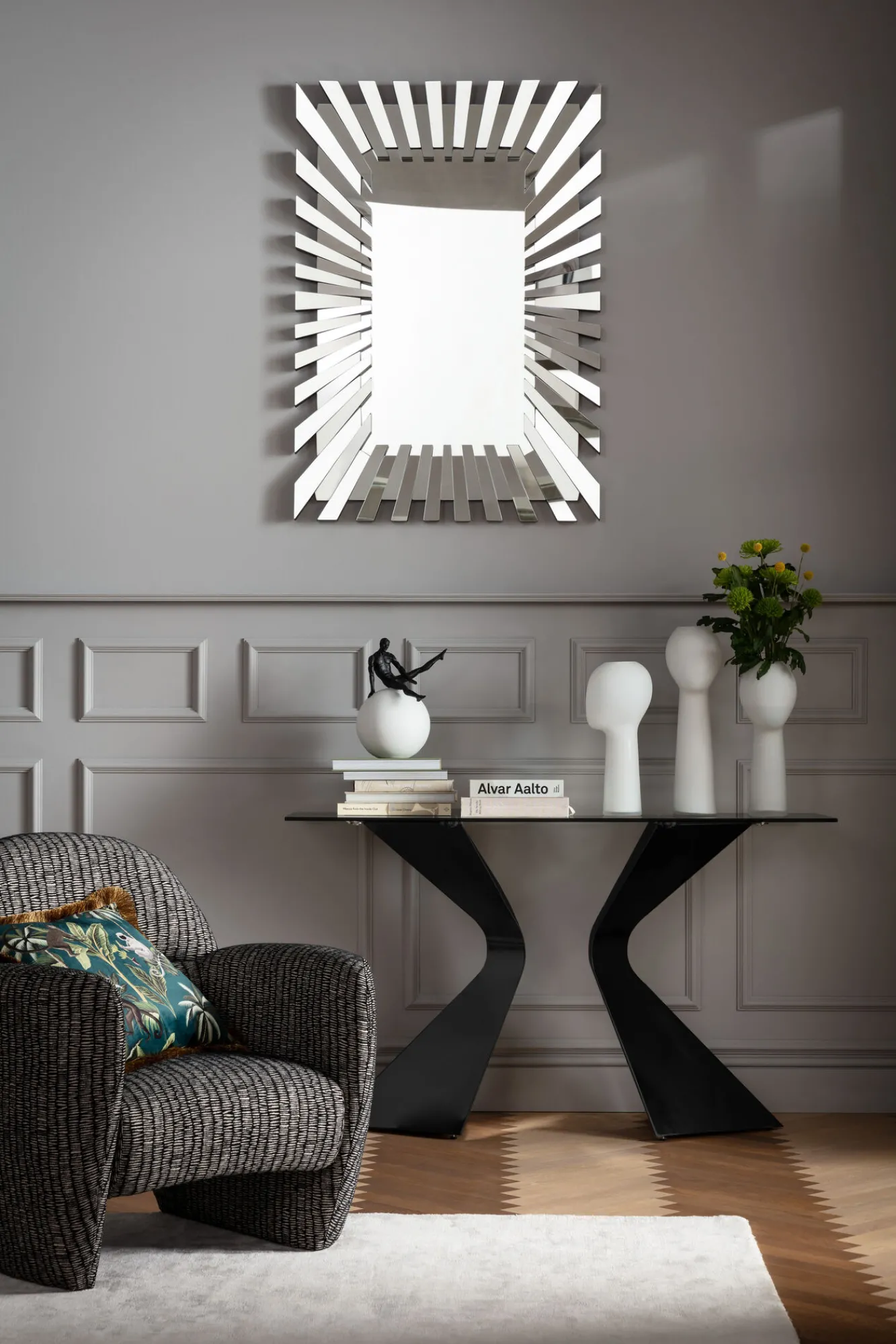 Sale KARE Design Konsola do przedpokoju czarna blat marmur mineralny nogi stalowe 140x45 cm - KARE