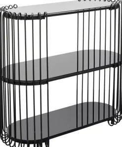 Online KARE Design Konsola do przedpokoju z półkami czarna stal i szkło 81x37 cm - KARE