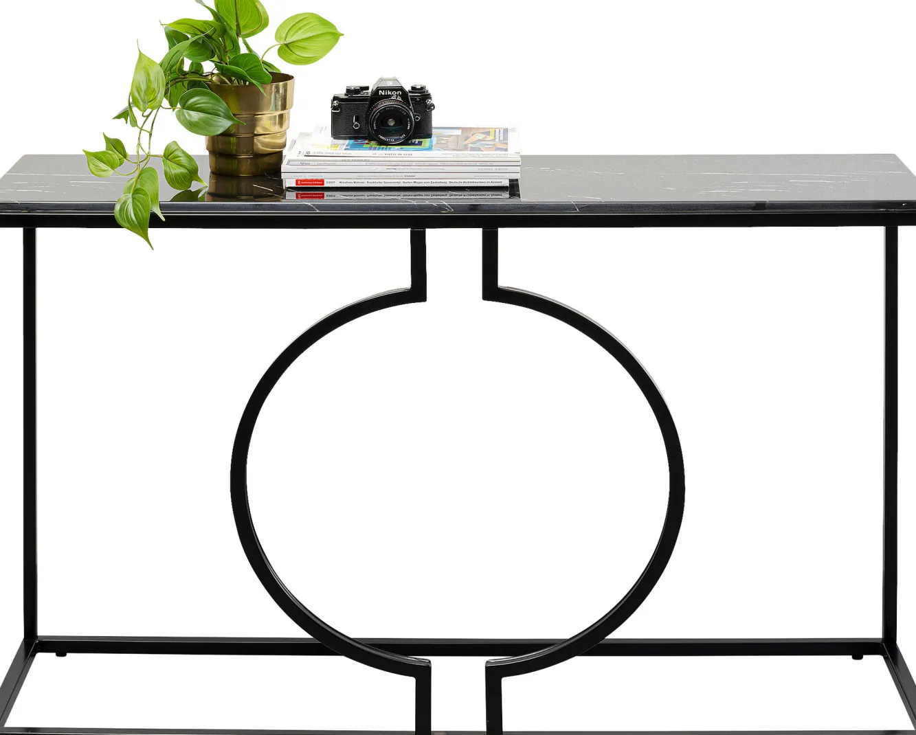 Discount KARE Design Konsola Miami Loft 120x35 cm czarna - blat marmur - KARE