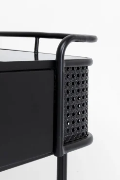 Outlet KARE Design Konsola z szufladami Fence 120x40 cm czarna - blat szklany - KARE