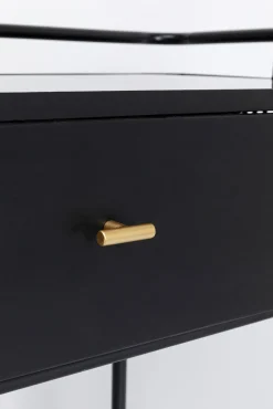 Outlet KARE Design Konsola z szufladami Fence 120x40 cm czarna - blat szklany - KARE