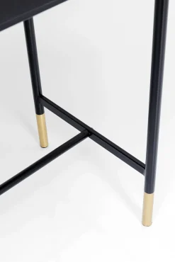 Outlet KARE Design Konsola z szufladami Fence 120x40 cm czarna - blat szklany - KARE