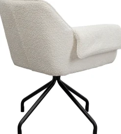 Clearance KARE Design Krzesło białe z podłokietnikami obrotowe nogi czarne stalowe 70x84 cm - KARE