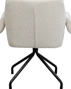 Clearance KARE Design Krzesło białe z podłokietnikami obrotowe nogi czarne stalowe 70x84 cm - KARE