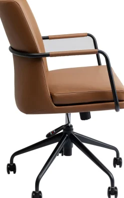 Fashion KARE Design Krzesło biurowe brązowa ekoskóra stal czarna 59x97 cm - KARE