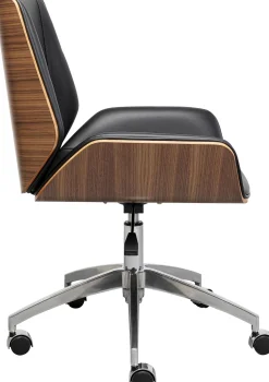 New KARE Design Krzesło biurowe czarne oparcie orzech włoski nogi aluminium 60x100 cm - KARE