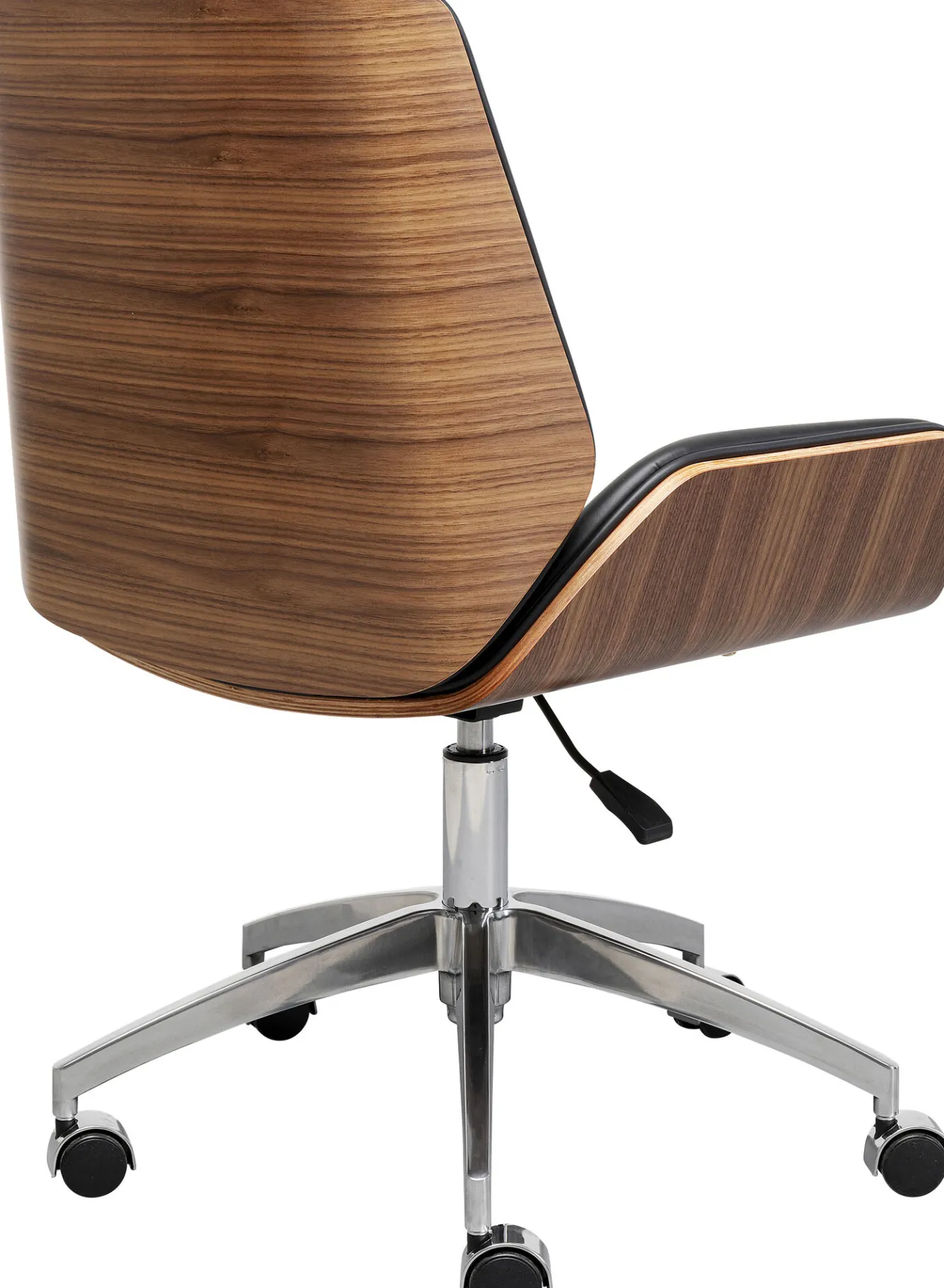 New KARE Design Krzesło biurowe czarne oparcie orzech włoski nogi aluminium 60x100 cm - KARE