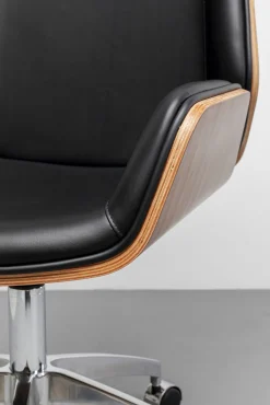 New KARE Design Krzesło biurowe czarne oparcie orzech włoski nogi aluminium 60x100 cm - KARE