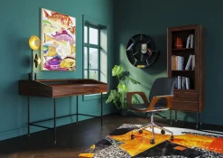 Sale KARE Design Krzesło biurowe Patron 67x101 cm czarno-orzechowe ekoskóra - KARE