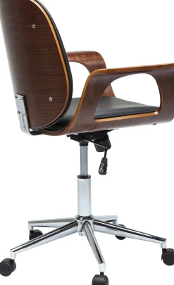 Sale KARE Design Krzesło biurowe Patron 67x101 cm czarno-orzechowe ekoskóra - KARE