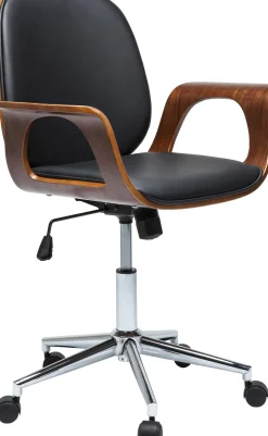 Sale KARE Design Krzesło biurowe Patron 67x101 cm czarno-orzechowe ekoskóra - KARE