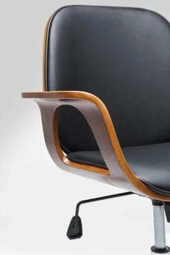 Sale KARE Design Krzesło biurowe Patron 67x101 cm czarno-orzechowe ekoskóra - KARE