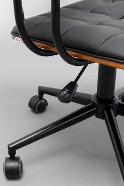 Clearance KARE Design Krzesło biurowe pikowane czarno-brązowe ekoskóra 65x87 cm - KARE