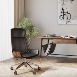 Fashion KARE Design Krzesło biurowe Rouven 59x112 cm czarno-brązowe - KARE