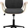 Discount KARE Design Krzesło biurowe z podłokietnikami szaro-naturalne nogi czarne 67x101 cm - KARE